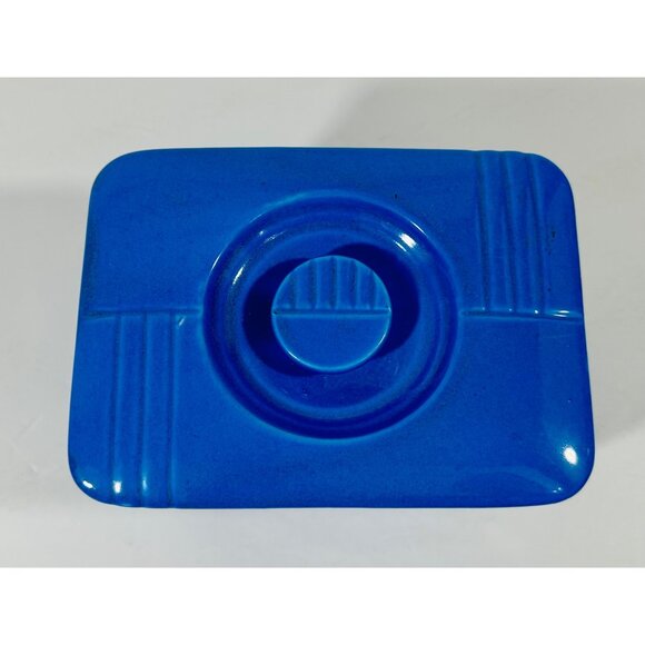 Vintage Hall China Westinghouse Delphinium Blue Refrigerator Dish With Lid 6.25” - Picture 5 of 11